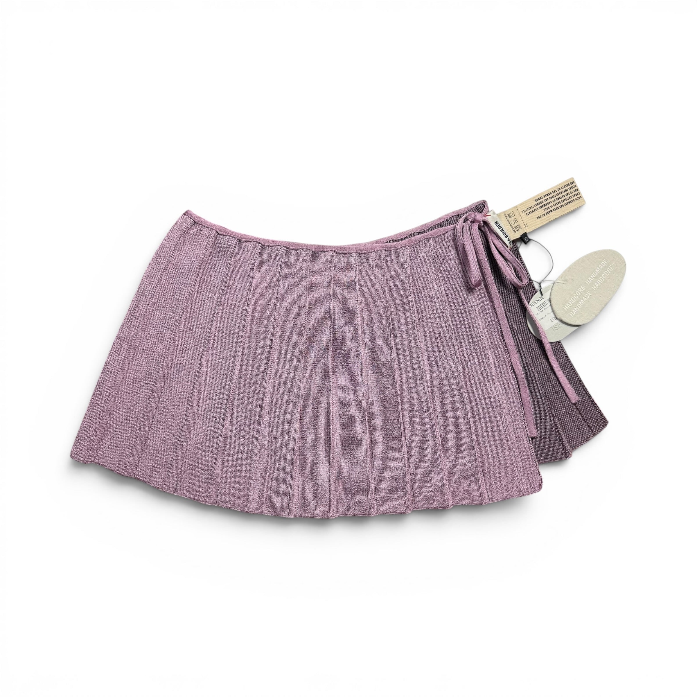 isa boulder handmade reversible pleated wrap mini skirt in plum
