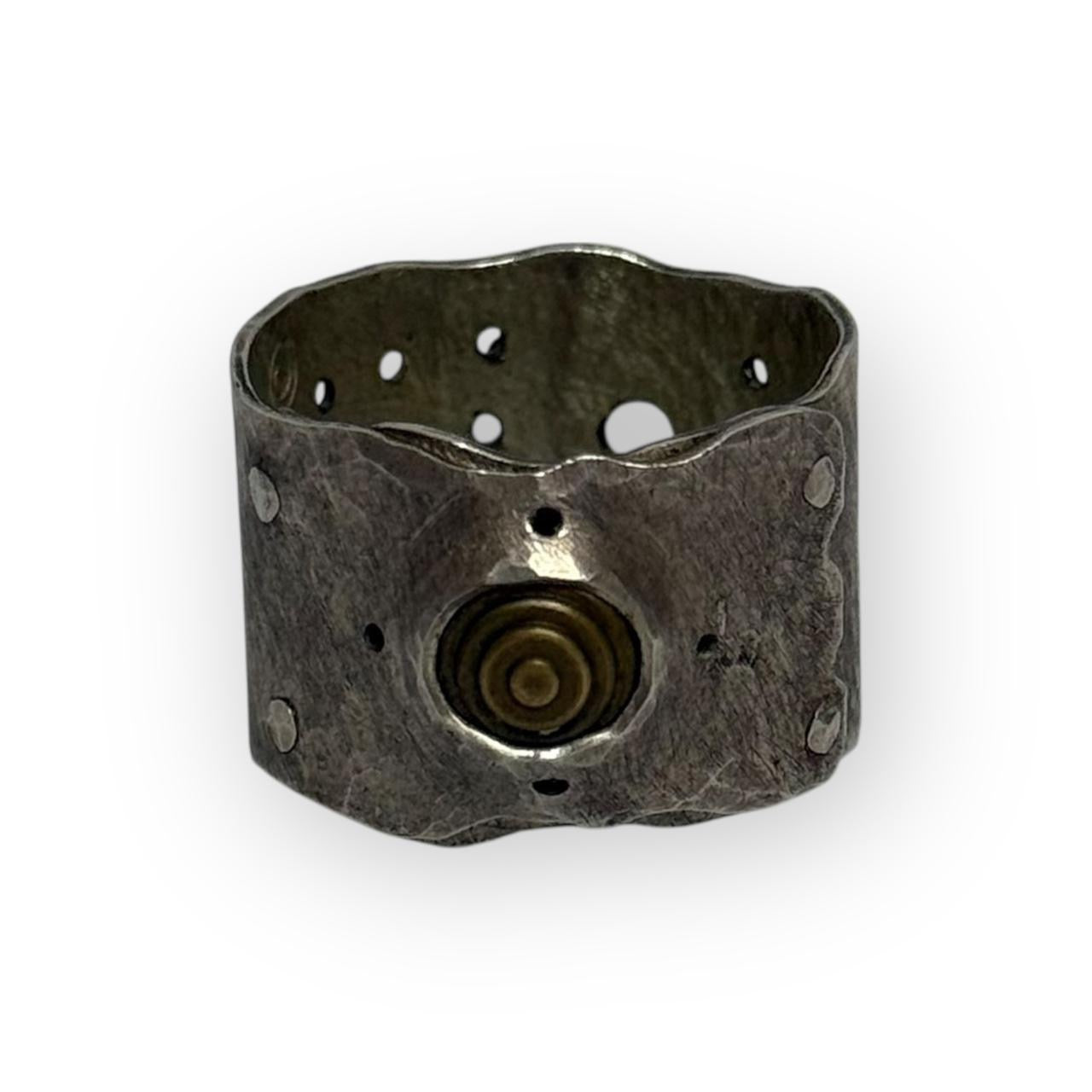 vintage beth piver artisanal silver & copper steampunk band ring