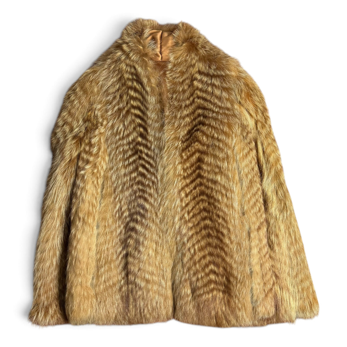 vintage red fox fur chevron short coat