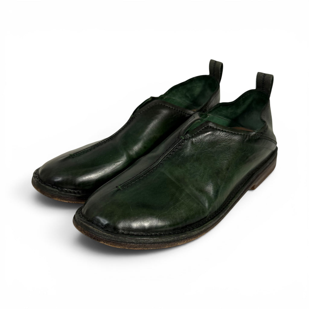 moma liliana handmade forest green calf leather artisanal loafers