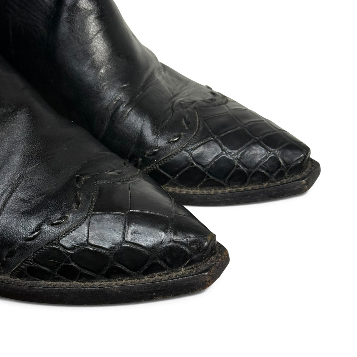 tres outlaws black leather alligator snip toe western ankle zorro boots