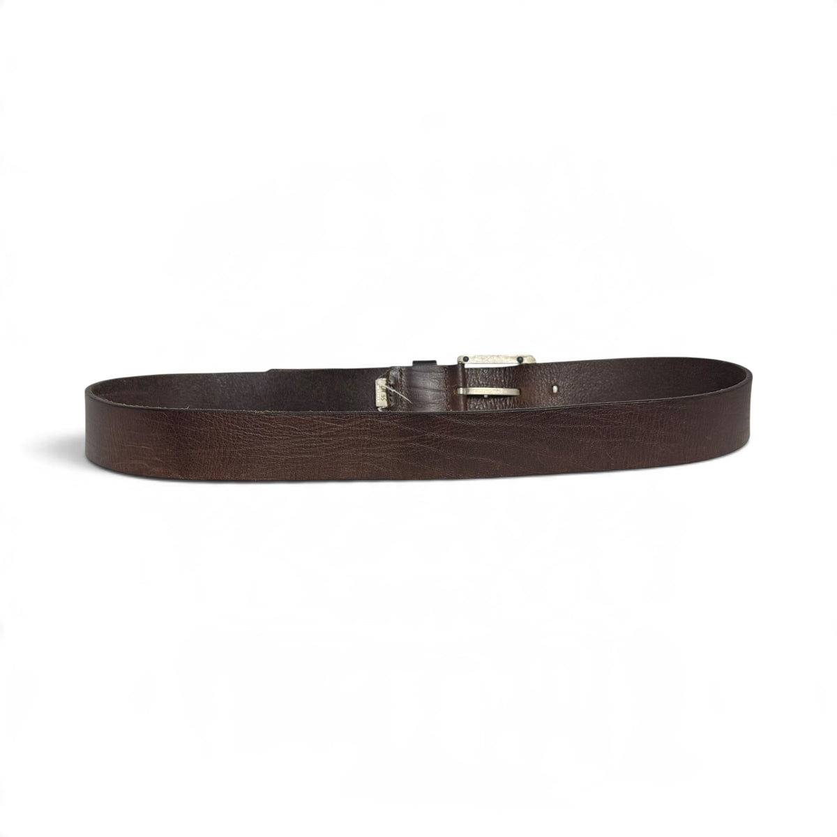 vintage diesel embossed metal logo buckle brown leather belt
