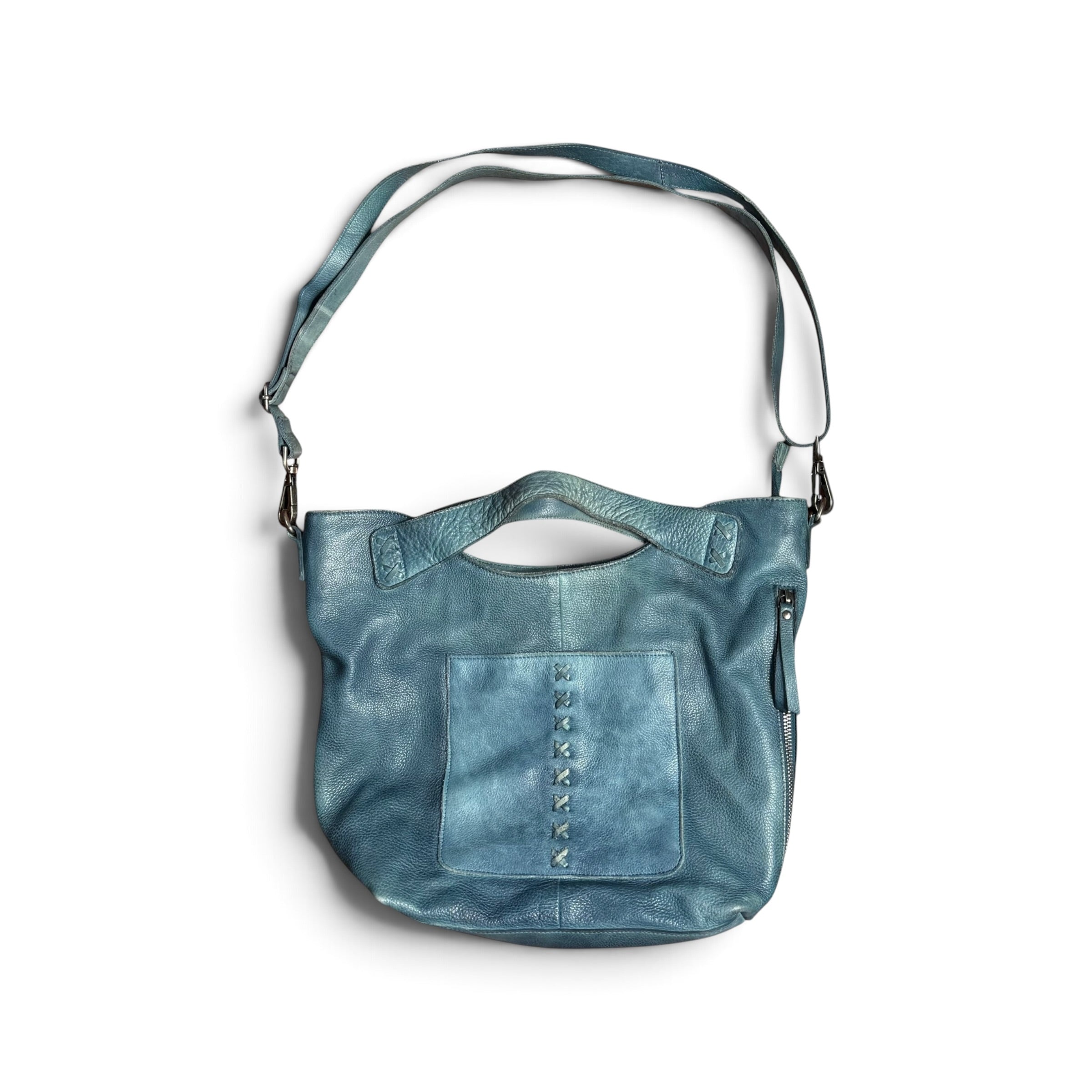 latico teal full grain leather whipstitch hobo crossbody bag