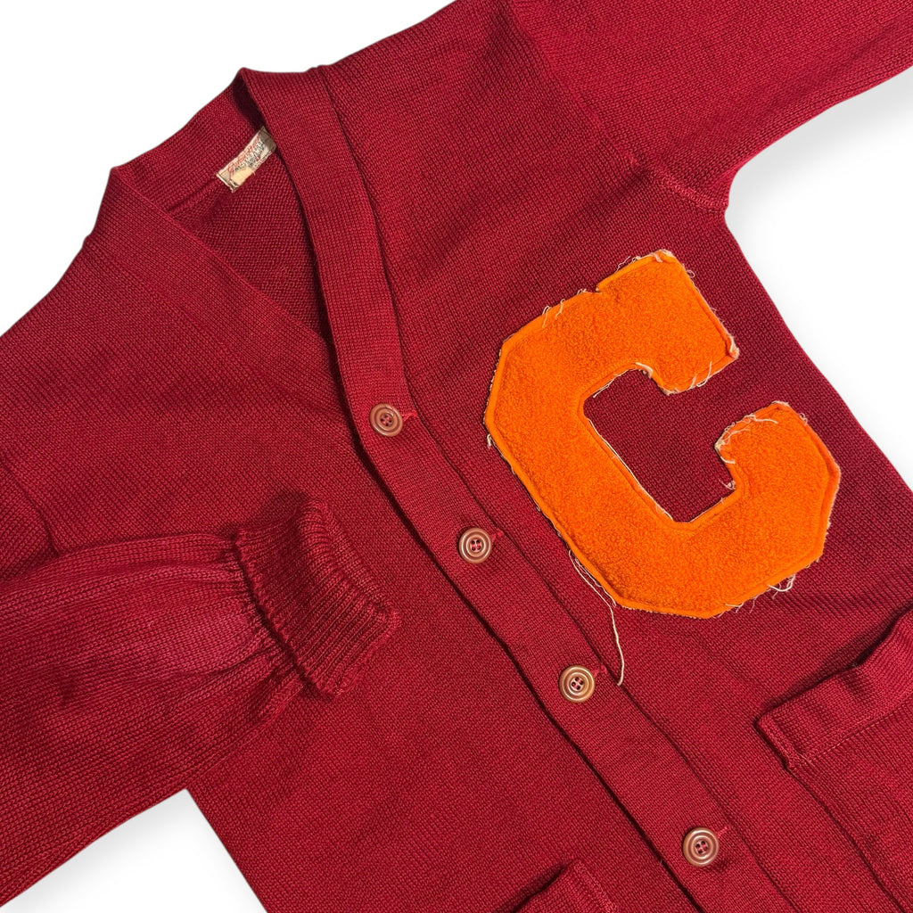 vintage 40s 50s sand knit “c” letterman cardigan