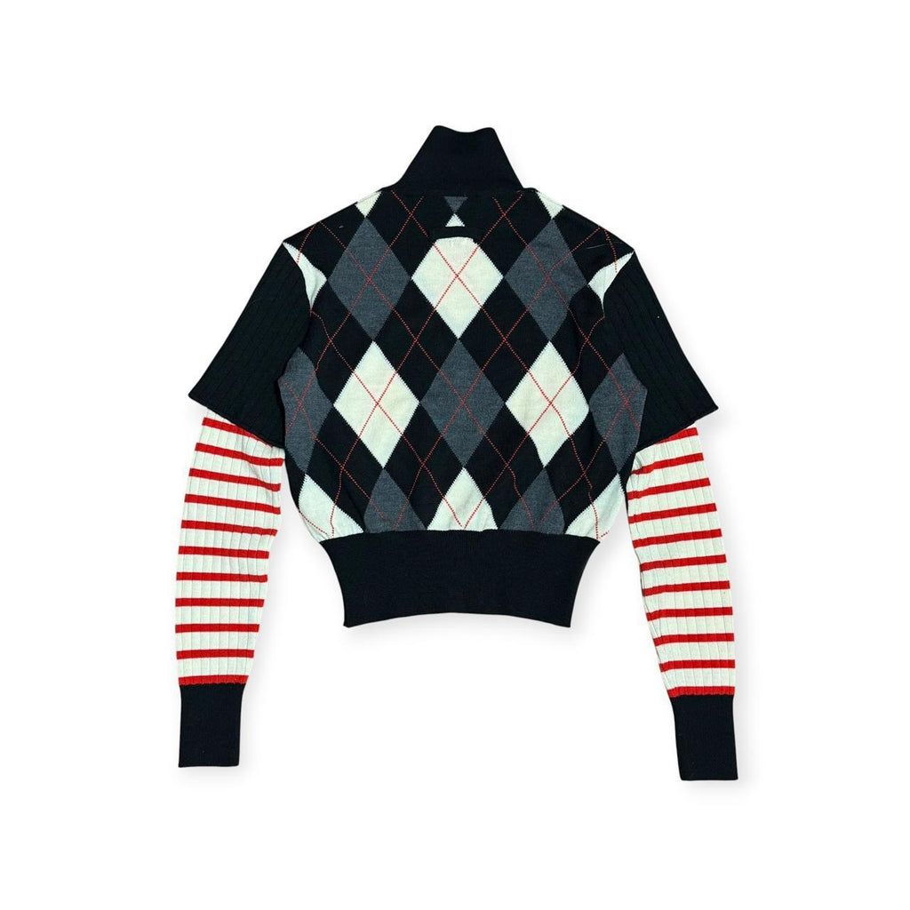 vintage jean paul gaultier maille multi pattern layered turtleneck