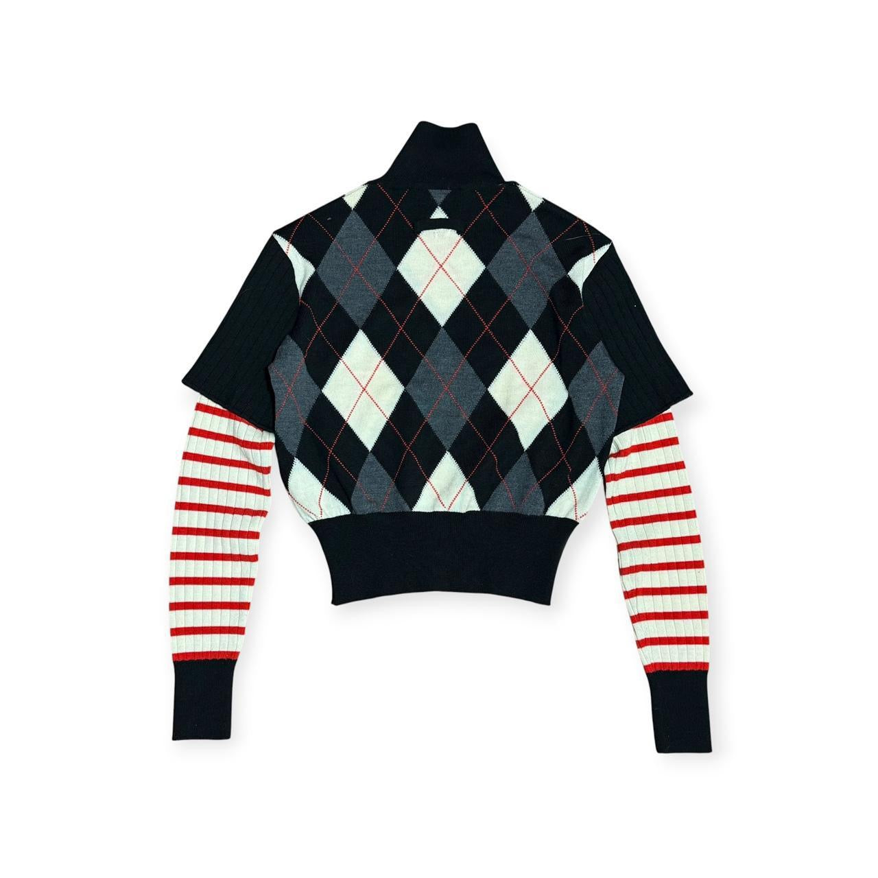 vintage jean paul gaultier maille multi pattern layered turtleneck