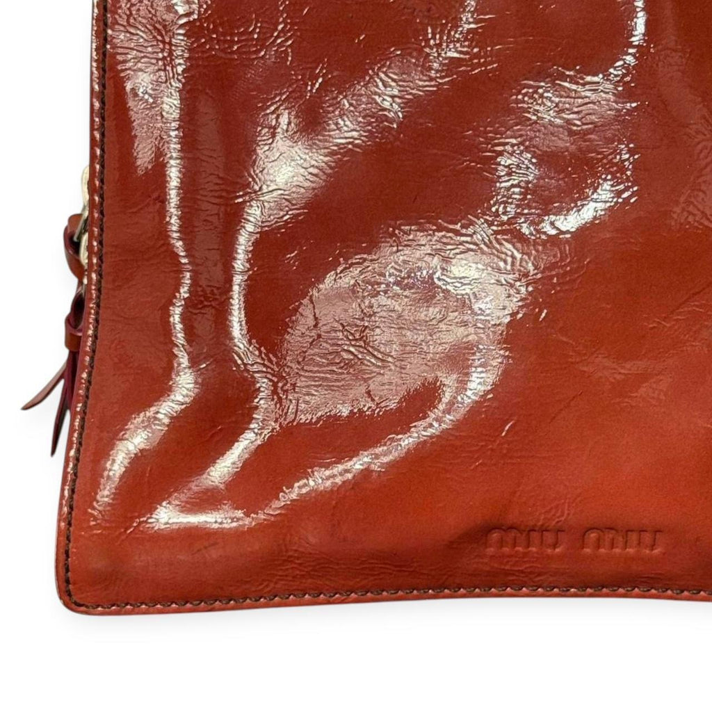 vintage miu miu patent leather top handle purse