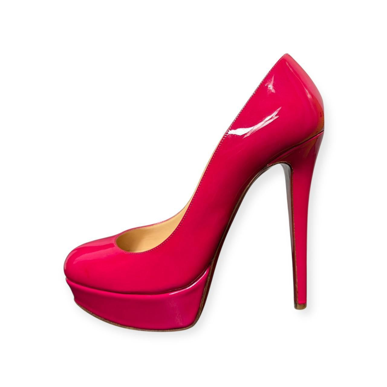 christian louboutin bianca patent leather platform pumps