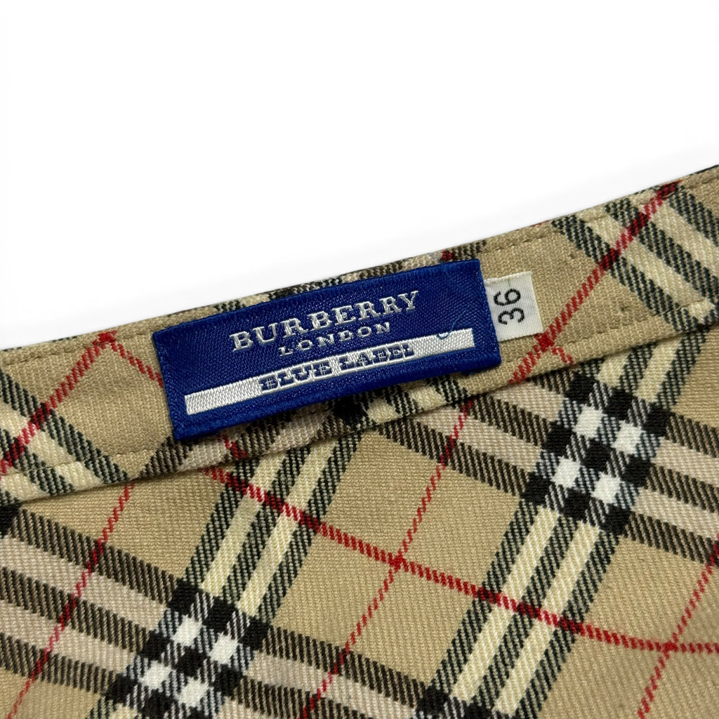 vintage burberry blue label nova check lace up mini skirt