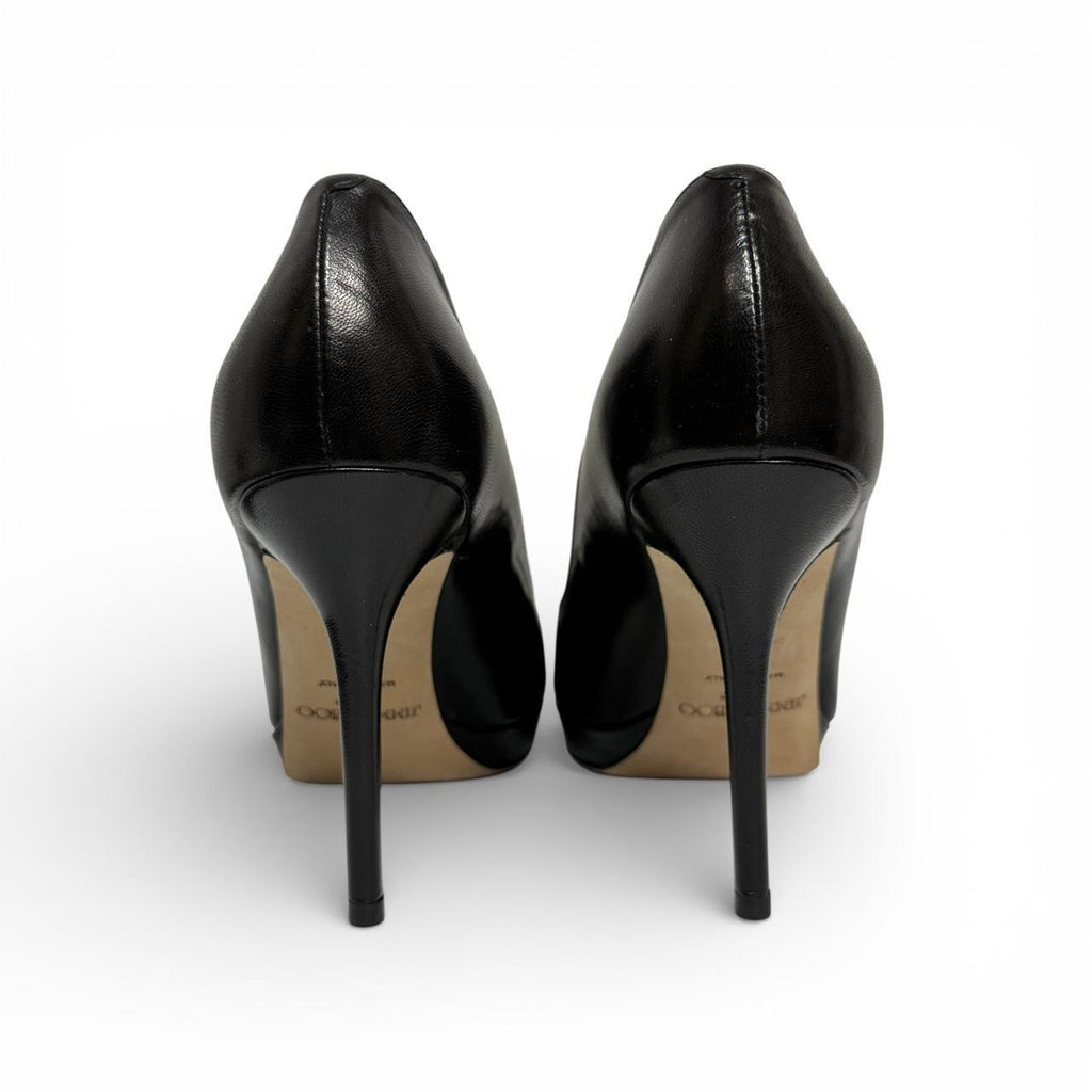 jimmy choo patent leather peep toe pumps