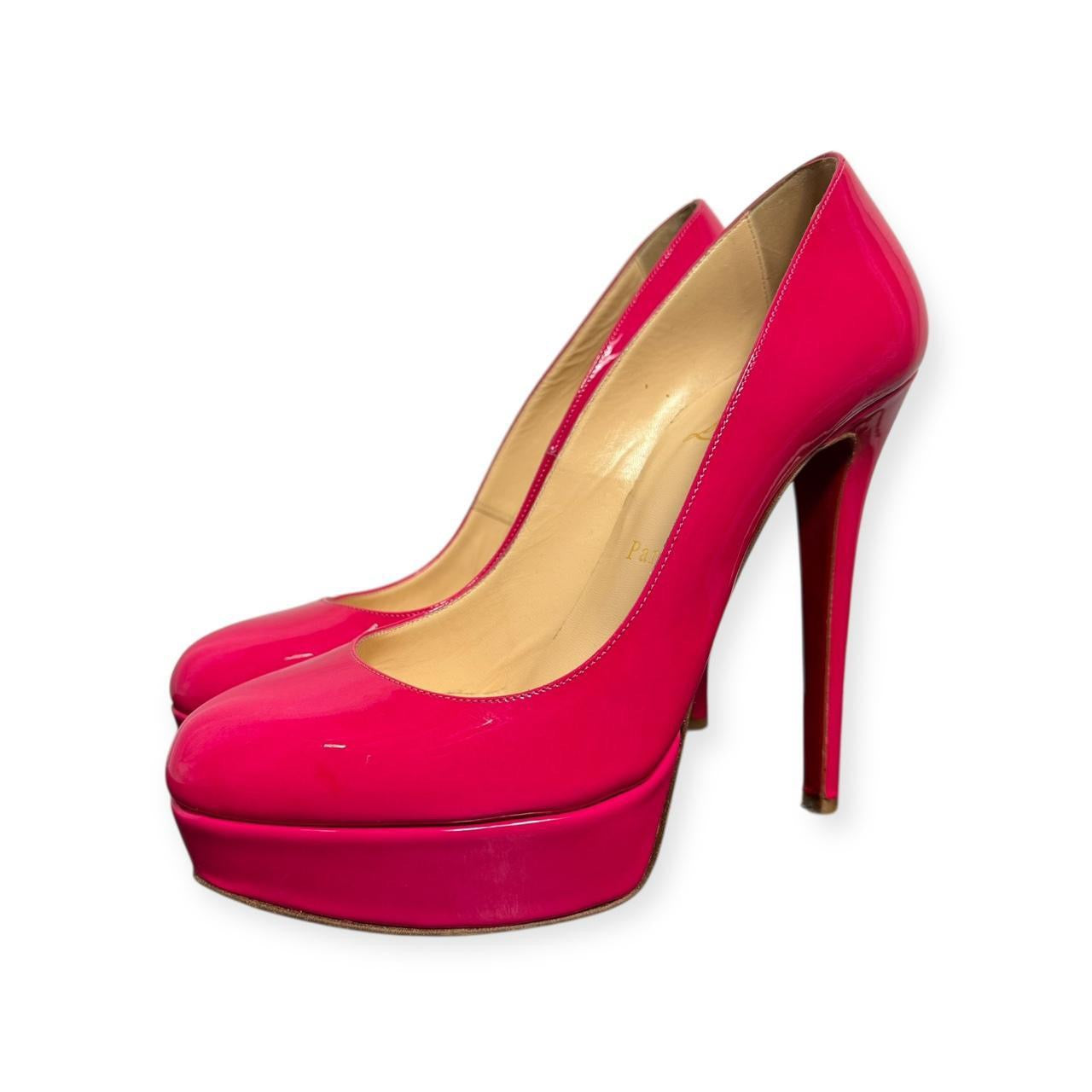 christian louboutin bianca patent leather platform pumps