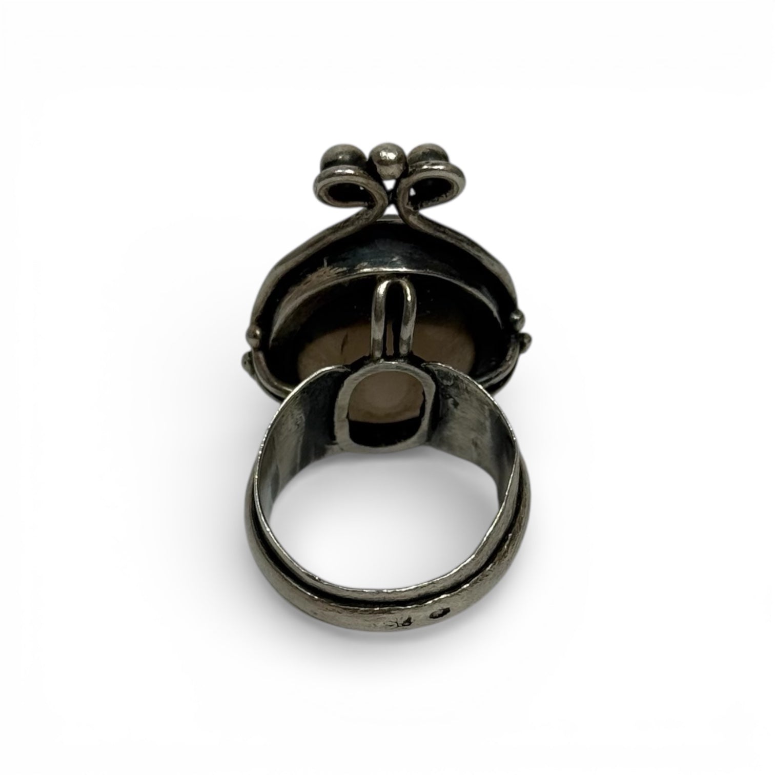 vintage 60s/70s orno poland mcm modernist smoky quartz silver ring