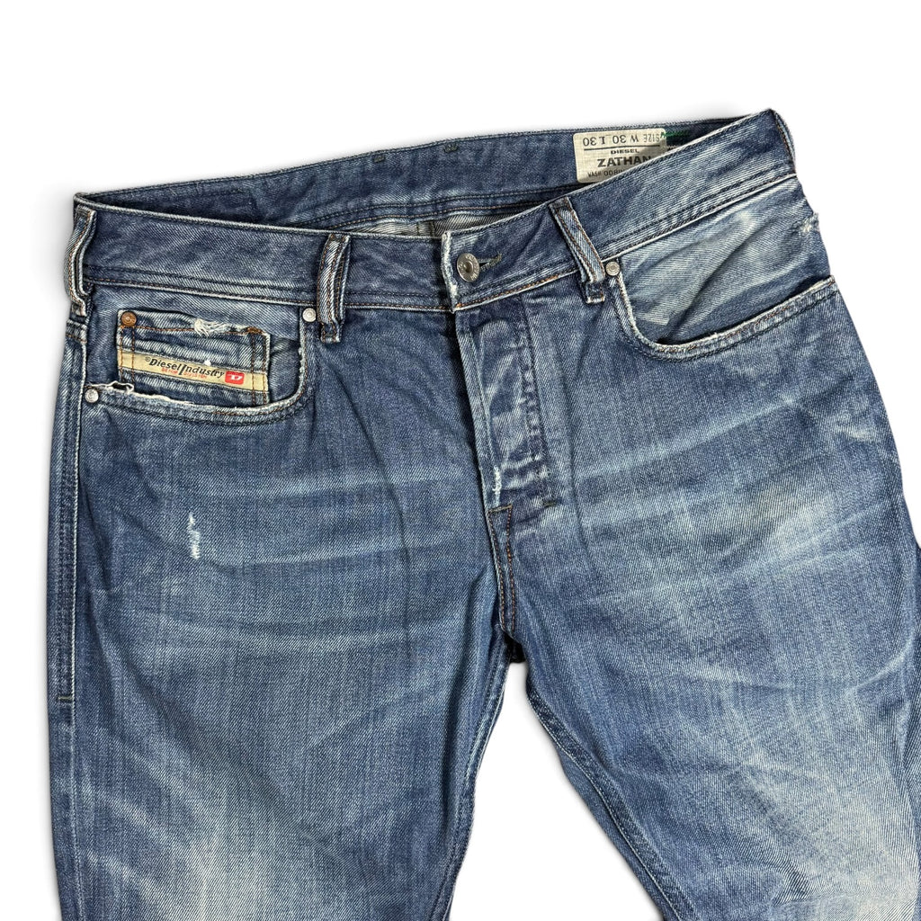 2000s diesel zathan distressed medium wash bootcut button fly 008IN blue jeans