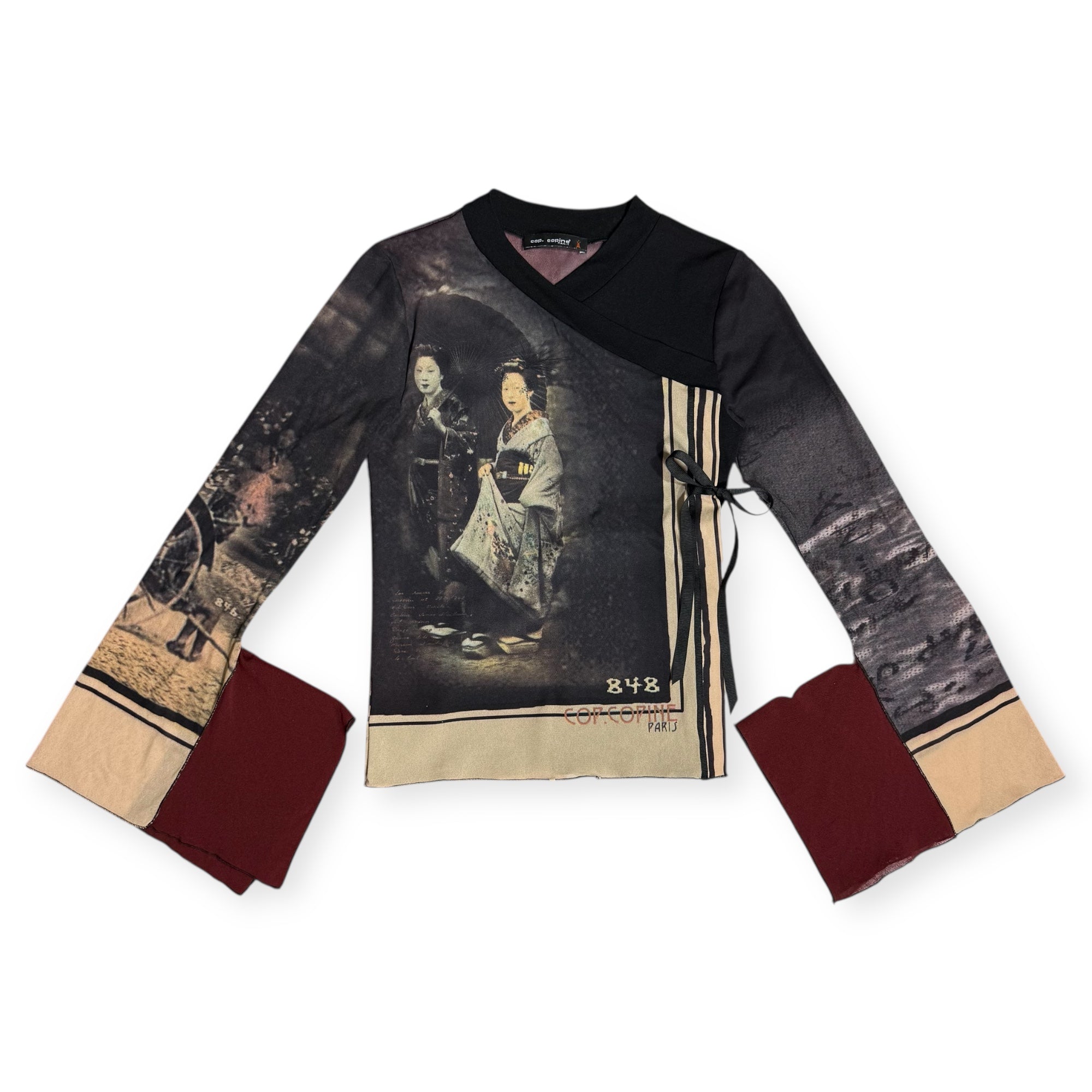 cop copine geisha print long sleeve top