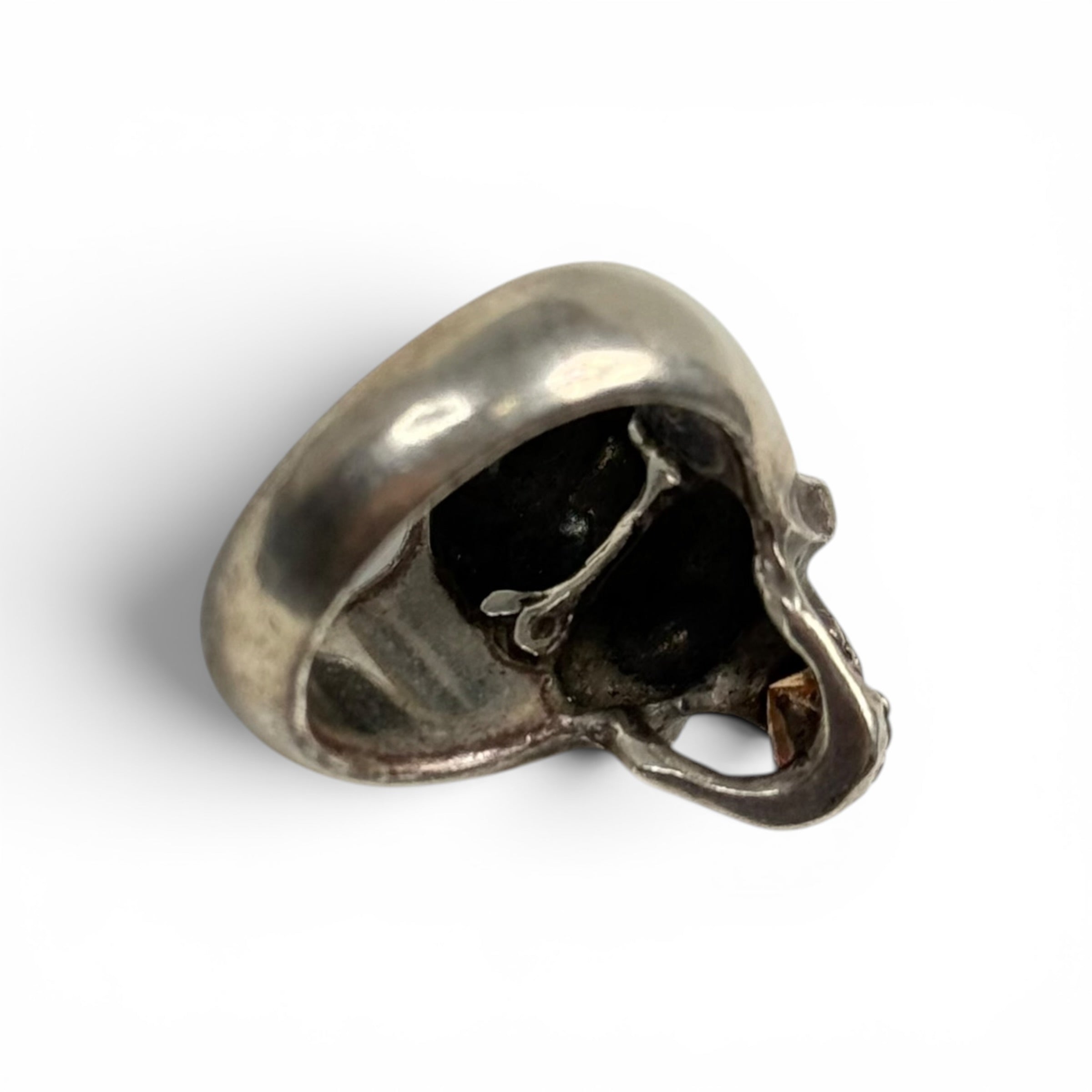 japanese heavy silver + citrine skull ring