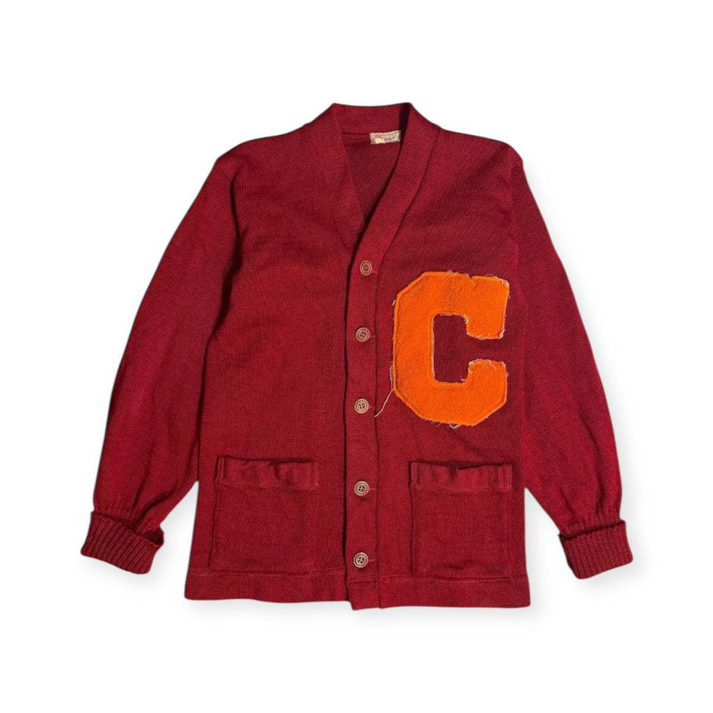 vintage 40s 50s sand knit “c” letterman cardigan