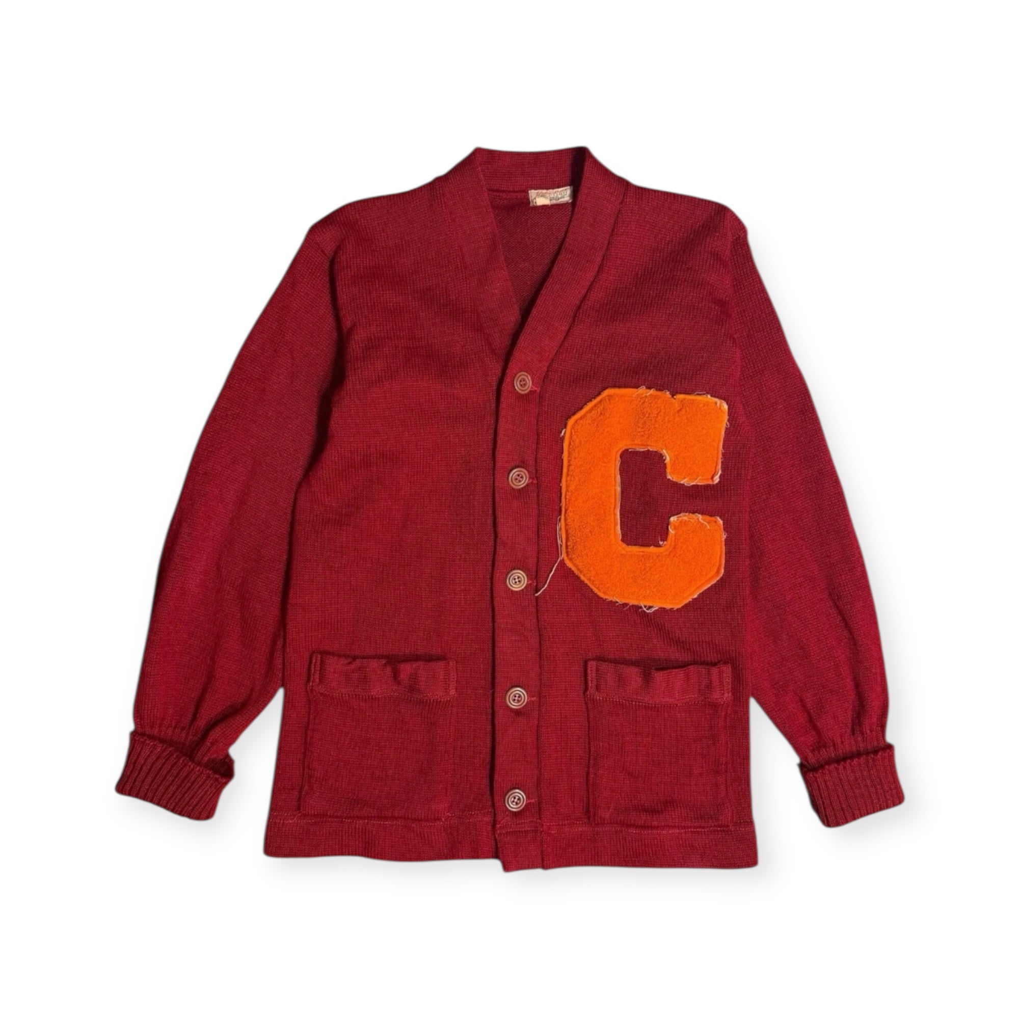 vintage 40s 50s sand knit “c” letterman cardigan