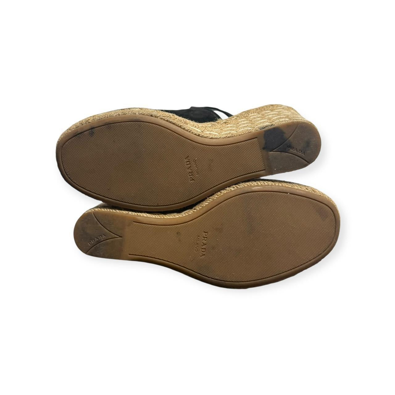 prada suede espadrille platform wedges