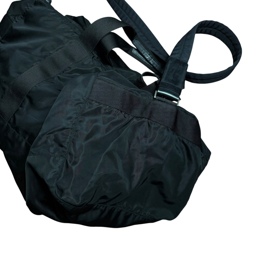 vintage 90s prada black tessuto nylon weekender duffle bag