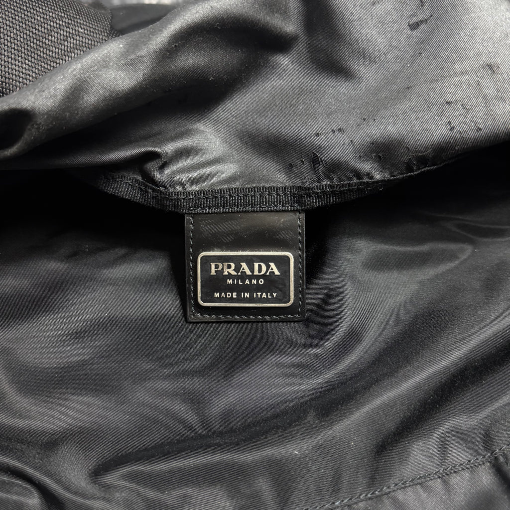 vintage 90s prada black tessuto nylon weekender duffle bag
