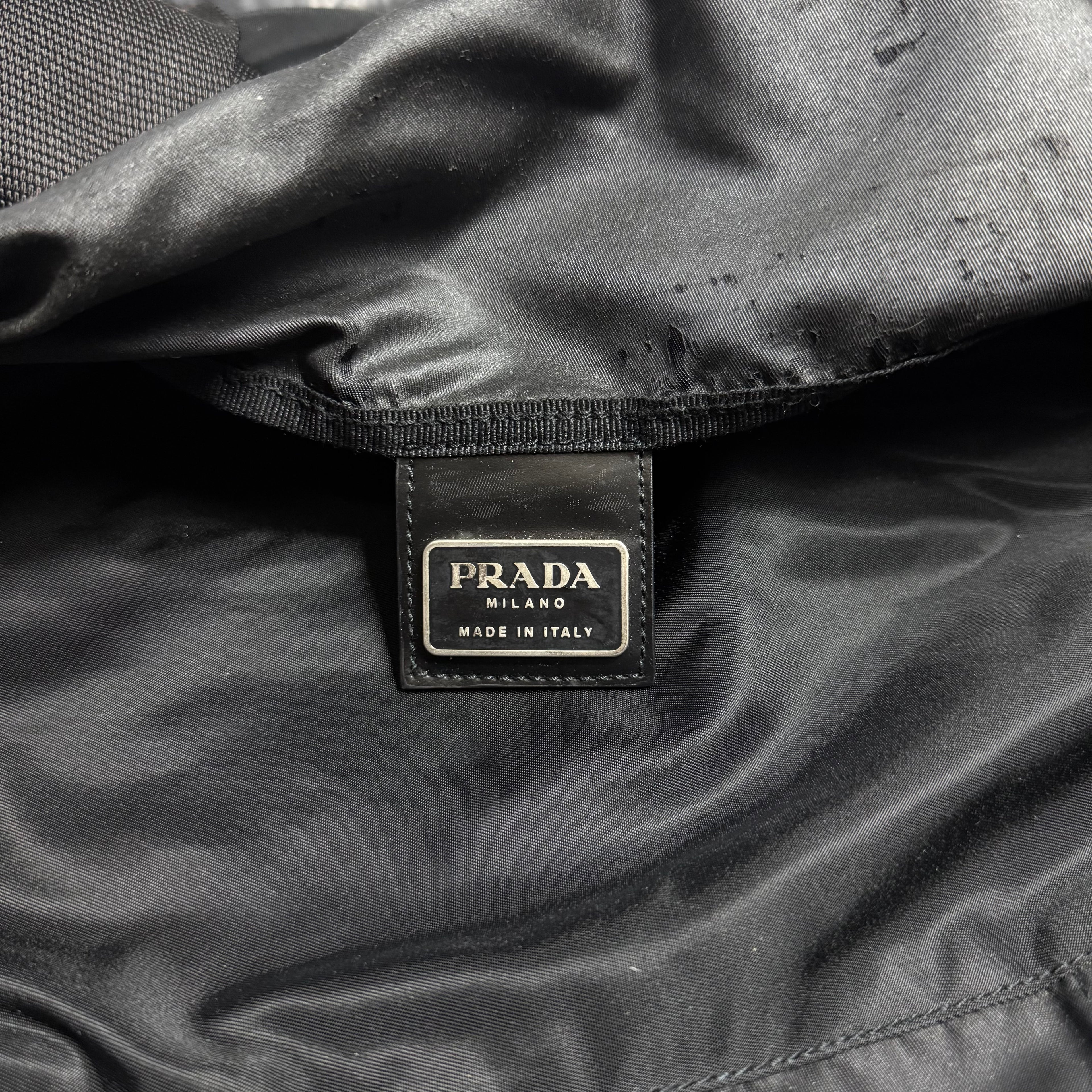 vintage 90s prada black tessuto nylon weekender duffle bag